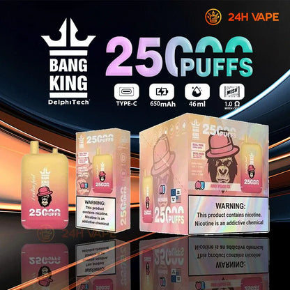Bang King 25000 Puffs 0% 2% 3% 5% Nicotine Double Warehouser Disposable Vape Pod(Box of 3)