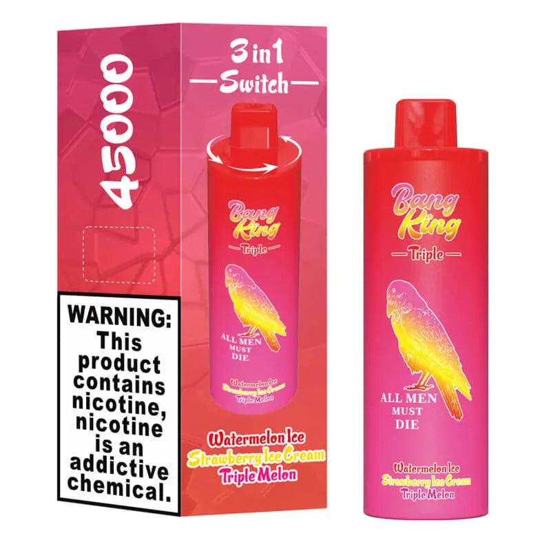 Bang King Triple 45000 45K Puffs Vape 3 in 1 Flavors Newest Original Rechargeable Disposable Vape(Box of 3)