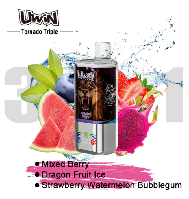【New Arrive】Uwin Tornado Triple 60000 60K Puffs 3 in 1 Flavors Original Rechargeable LED Display Disposable Vape