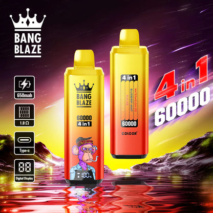 Bang Blaze 60000 60k Puffs 4 in 1 Flavors Newest Original Rechargeable LCD Display
