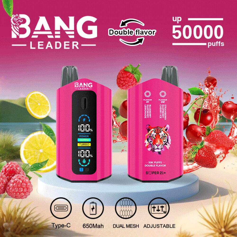 Bang Leader 50000 50K Puffs 2% 3% 5% Nicotine Double Taste LCD Display Disposable Vape(Box of 3)