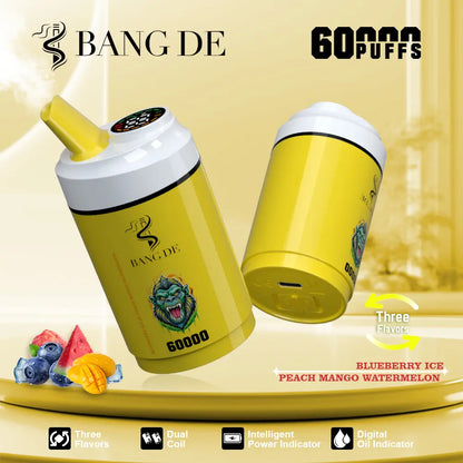 Bang DE 60000 60k Puffs 3 in 1 Flavors Newest Original Rechargeable LCD Display Disposable Vape(Box of 3)