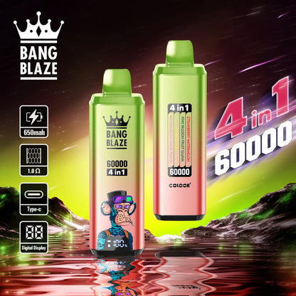 Bang Blaze 60000 60k Puffs 4 in 1 Flavors Newest Original Rechargeable LCD Display