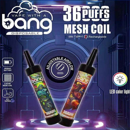 Bang 36000 36K Puffs 0% 2% 3% 5% Nicotine Latest Original Disposable Vape Pen(Box of 3)