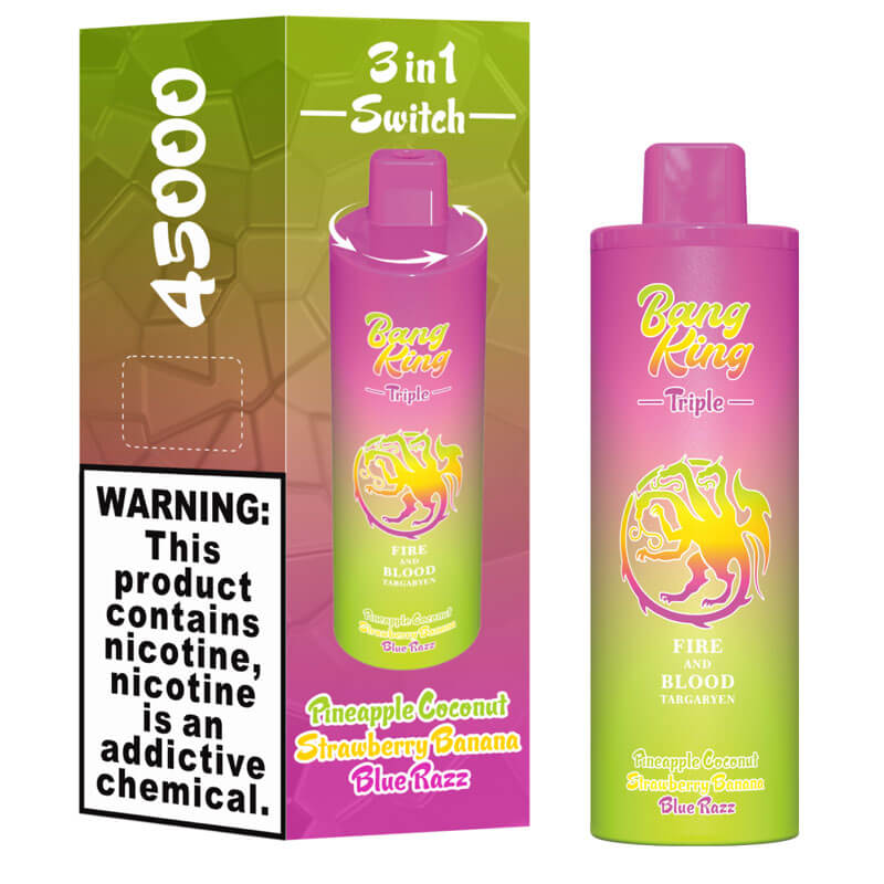 Bang King Triple 45000 45K Puffs Vape 3 in 1 Flavors Newest Original Rechargeable Disposable Vape(Box of 3)