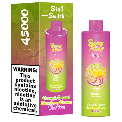 Bang King Triple 45000 45K Puffs Vape 3 in 1 Flavors Newest Original Rechargeable Disposable Vape(Box of 3)
