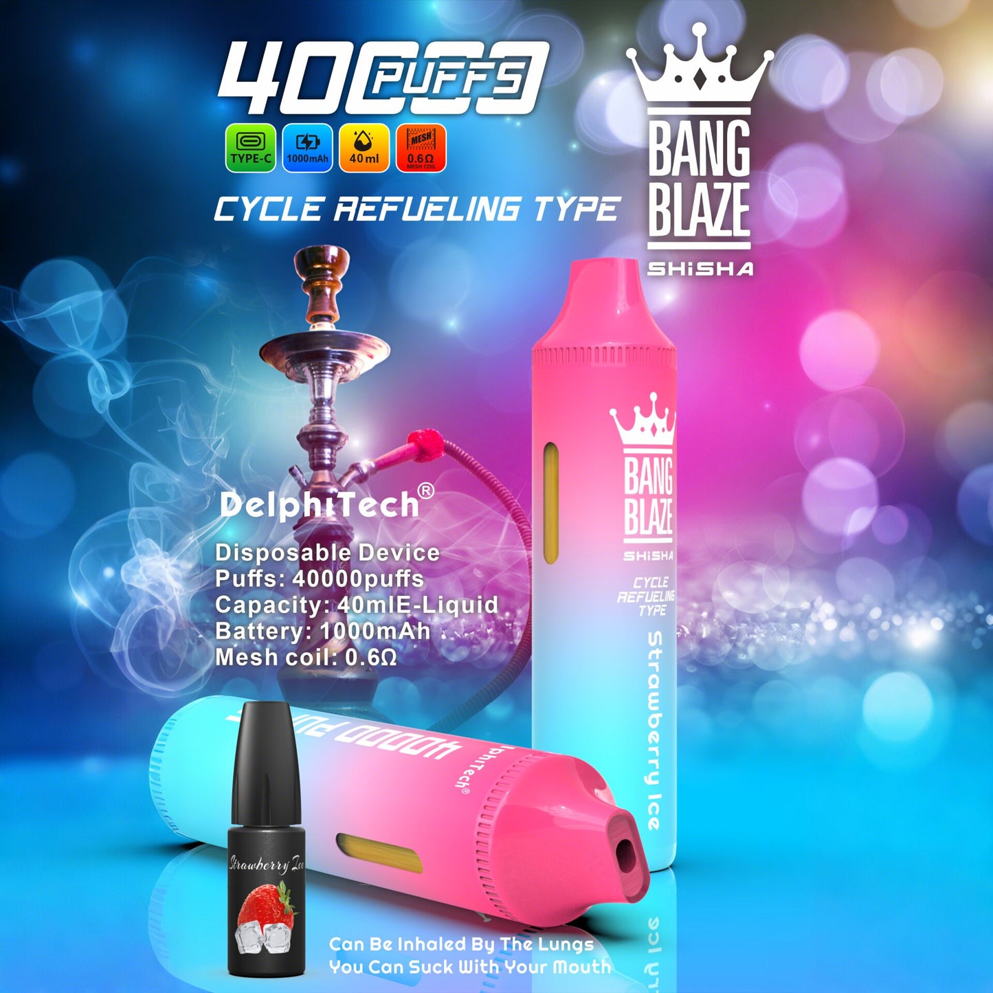 Bang Blaze 40k 40000 Puffs 2% 5% Nicotine Riginal Refillable Oil Vape(Box of 3)