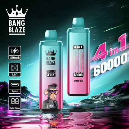 Bang Blaze 60000 60k Puffs 4 in 1 Flavors Newest Original Rechargeable LCD Display