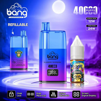 Bang 40000 40K Puffs LED Digital Display Screen Refillable Oil Vape(Box of 3)