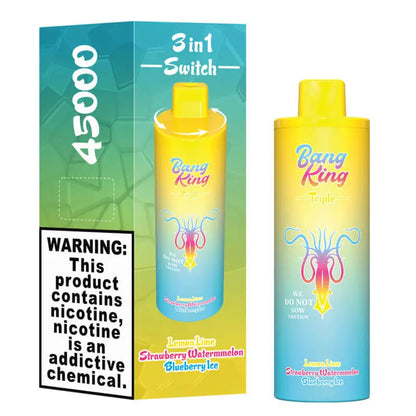 Bang King Triple 45000 45K Puffs Vape 3 in 1 Flavors Newest Original Rechargeable Disposable Vape(Box of 3)