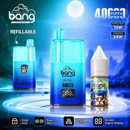 Bang 40000 40K Puffs LED Digital Display Screen Refillable Oil Vape(Box of 3)