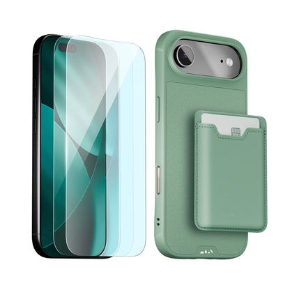 sage-protective-case-screen-protector-and-card-wallet-iphone-starter-kit-9155