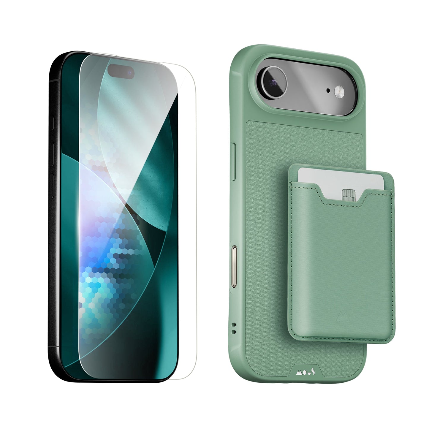 sage-protective-case-screen-protector-and-card-wallet-iphone-starter-kit-9155