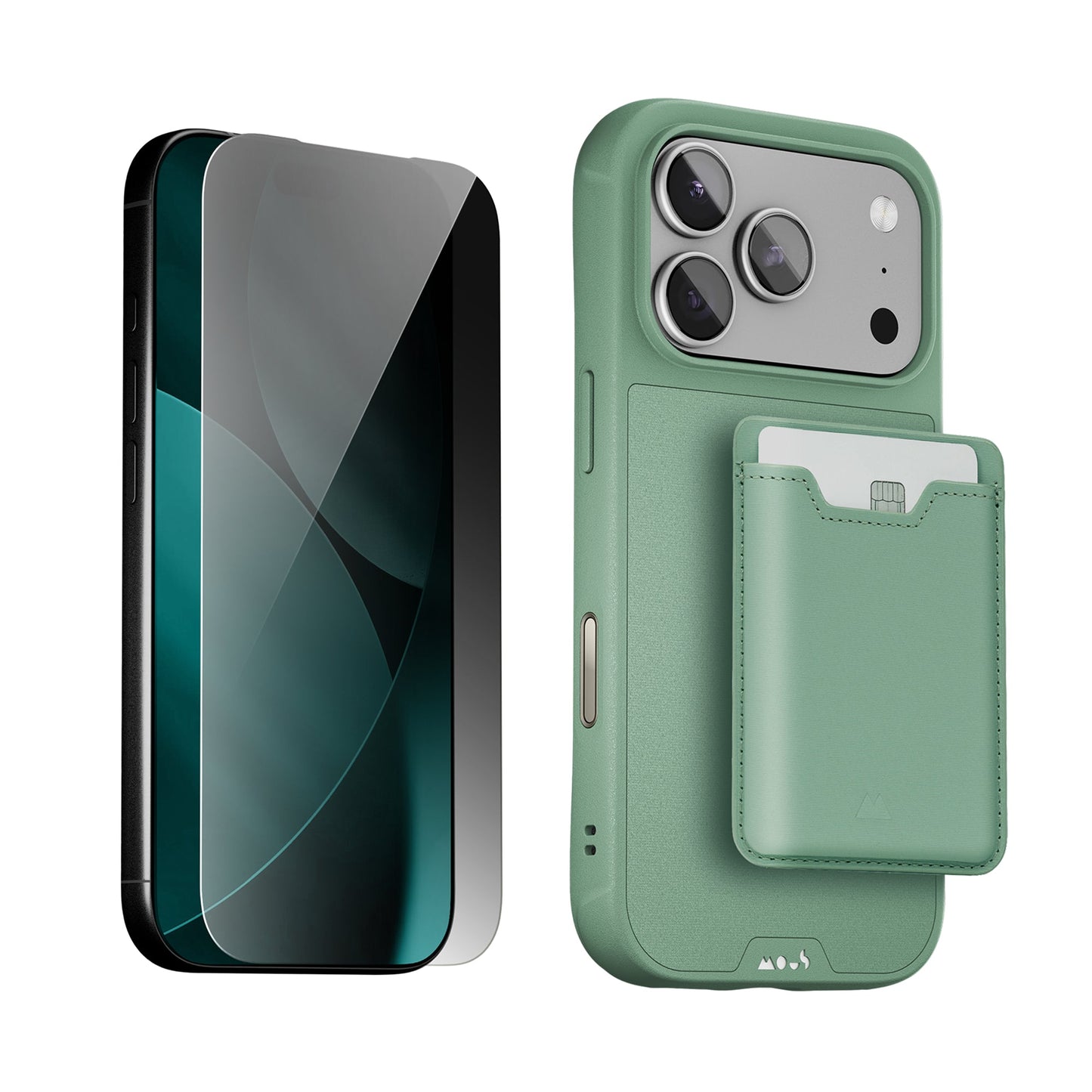 sage-protective-case-screen-protector-and-card-wallet-iphone-starter-kit-9155