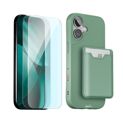 sage-protective-case-screen-protector-and-card-wallet-iphone-starter-kit-9155