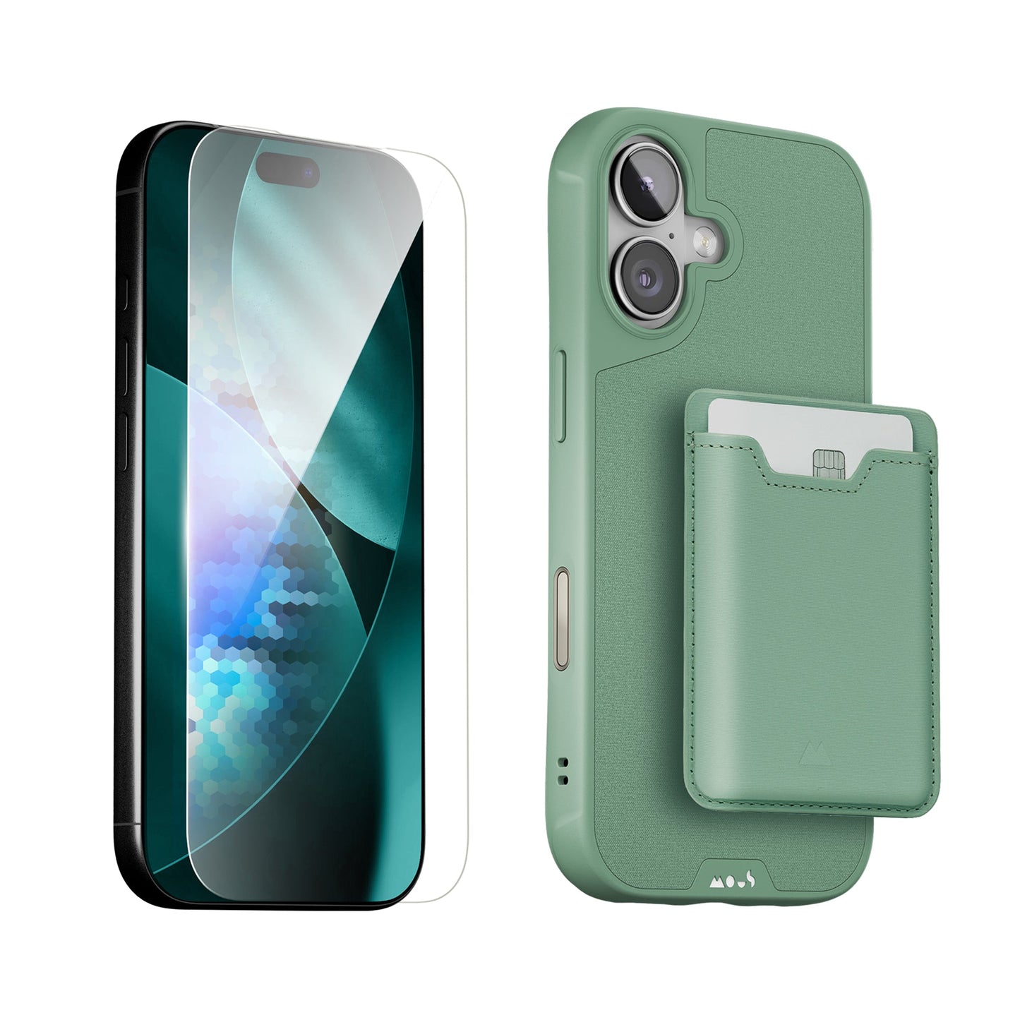 sage-protective-case-screen-protector-and-card-wallet-iphone-starter-kit-9155