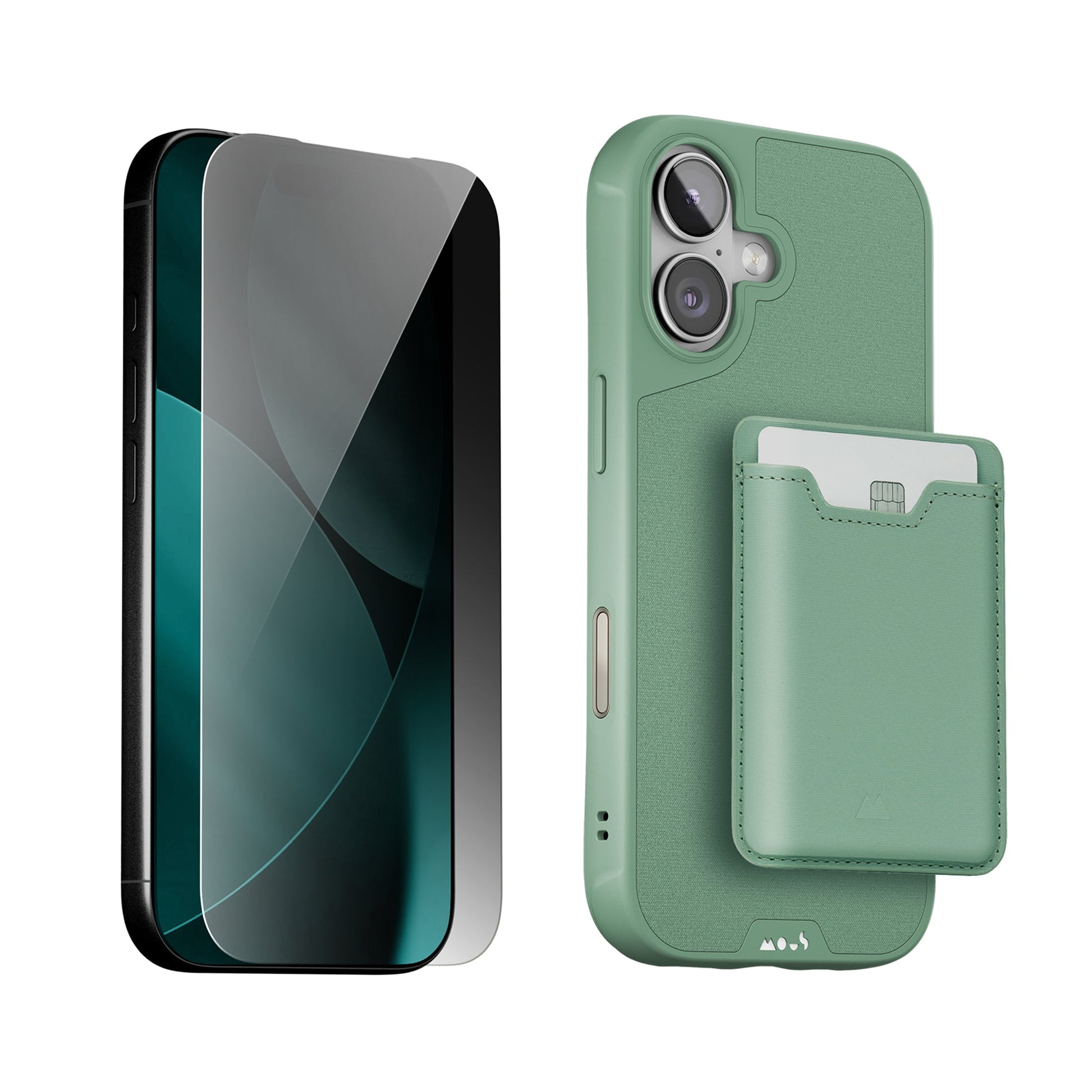 sage-protective-case-screen-protector-and-card-wallet-iphone-starter-kit-9155